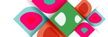 Soyut yuvarlak şekiller ve gölge efektleri tekrarlanan vektör modern geometrik arkaplan kümesi