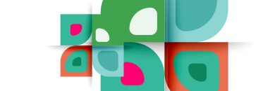 Soyut yuvarlak şekiller ve gölge efektleri tekrarlanan vektör modern geometrik arkaplan kümesi