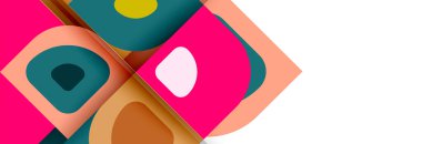 Soyut yuvarlak şekiller ve gölge efektleri tekrarlanan vektör modern geometrik arkaplan kümesi