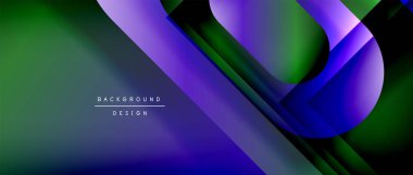 Çizgiler ve modern formlarla vektör geometrik arkaplan. Soyut yuvarlak şekiller, gölge ve ışık efektleri ile akışkan eğimli