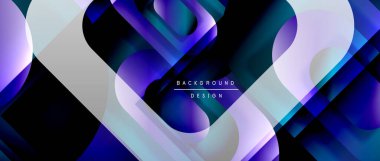 Çizgiler ve modern formlarla vektör geometrik arkaplan. Soyut yuvarlak şekiller, gölge ve ışık efektleri ile akışkan eğimli