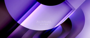 Çizgiler ve modern formlarla vektör geometrik arkaplan. Soyut yuvarlak şekiller, gölge ve ışık efektleri ile akışkan eğimli