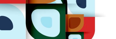 Soyut yuvarlak şekiller ve gölge efektleri tekrarlanan vektör modern geometrik arkaplan kümesi