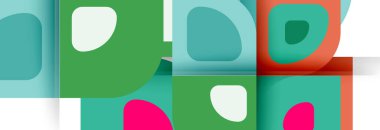 Soyut yuvarlak şekiller ve gölge efektleri tekrarlanan vektör modern geometrik arkaplan kümesi