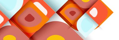 Soyut yuvarlak şekiller ve gölge efektleri tekrarlanan vektör modern geometrik arkaplan kümesi