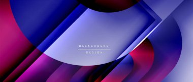 Çizgiler ve modern formlarla vektör geometrik arkaplan. Soyut yuvarlak şekiller, gölge ve ışık efektleri ile akışkan eğimli