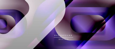 Çizgiler ve modern formlarla vektör geometrik arkaplan. Soyut yuvarlak şekiller, gölge ve ışık efektleri ile akışkan eğimli