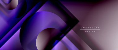 Çizgiler ve modern formlarla vektör geometrik arkaplan. Soyut yuvarlak şekiller, gölge ve ışık efektleri ile akışkan eğimli