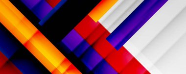 Gölge çizgileri, modern formlar, dikdörtgenler, kareler ve akışkan eğimlere sahip geometrik soyut arkaplanlar. Parlak renkli çizgiler serin arkaplanlar