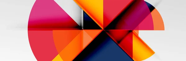 Círculos de color brillantes, formas redondas abstractas y composición de triángulos con efectos de sombra. Vector plantilla de diseño geométrico moderno — Archivo Imágenes Vectoriales