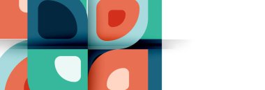 Soyut yuvarlak şekiller ve gölge efektleri tekrarlanan vektör modern geometrik arkaplan kümesi