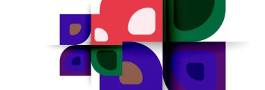 Soyut yuvarlak şekiller ve gölge efektleri tekrarlanan vektör modern geometrik arkaplan kümesi