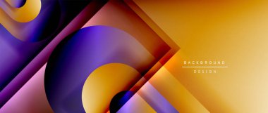 Çizgiler ve modern formlarla vektör geometrik arkaplan. Soyut yuvarlak şekiller, gölge ve ışık efektleri ile akışkan eğimli