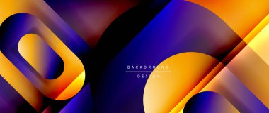 Çizgiler ve modern formlarla vektör geometrik arkaplan. Soyut yuvarlak şekiller, gölge ve ışık efektleri ile akışkan eğimli