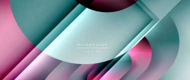 Çizgiler ve modern formlarla vektör geometrik arkaplan. Soyut yuvarlak şekiller, gölge ve ışık efektleri ile akışkan eğimli