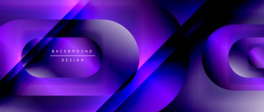 Çizgiler ve modern formlarla vektör geometrik arkaplan. Soyut yuvarlak şekiller, gölge ve ışık efektleri ile akışkan eğimli