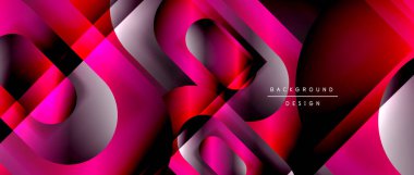 Çizgiler ve modern formlarla vektör geometrik arkaplan. Soyut yuvarlak şekiller, gölge ve ışık efektleri ile akışkan eğimli