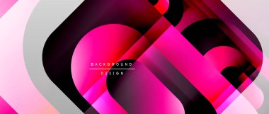 Çizgiler ve modern formlarla vektör geometrik arkaplan. Soyut yuvarlak şekiller, gölge ve ışık efektleri ile akışkan eğimli