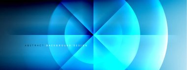 Vektör soyut arkaplan - gölgeler ve ışık efektleri ile sıvı gradyanı üzerinde daire ve çapraz çapraz. Metin için tekno ya da ticari parlak tasarım şablonları