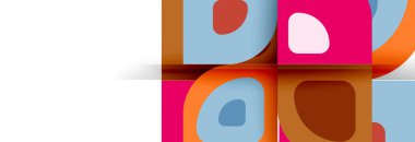 Soyut yuvarlak şekiller ve gölge efektleri tekrarlanan vektör modern geometrik arkaplan kümesi