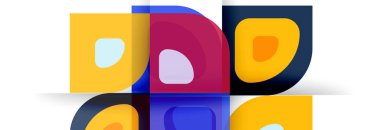 Soyut yuvarlak şekiller ve gölge efektleri tekrarlanan vektör modern geometrik arkaplan kümesi