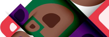 Soyut yuvarlak şekiller ve gölge efektleri tekrarlanan vektör modern geometrik arkaplan kümesi