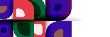 Soyut yuvarlak şekiller ve gölge efektleri tekrarlanan vektör modern geometrik arkaplan kümesi