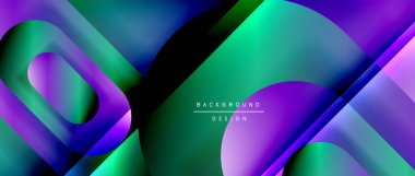 Çizgiler ve modern formlarla vektör geometrik arkaplan. Soyut yuvarlak şekiller, gölge ve ışık efektleri ile akışkan eğimli