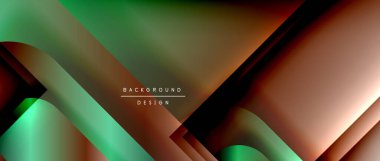 Çizgiler ve modern formlarla vektör geometrik arkaplan. Soyut yuvarlak şekiller, gölge ve ışık efektleri ile akışkan eğimli