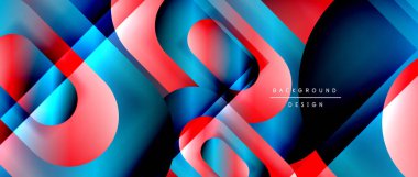 Çizgiler ve modern formlarla vektör geometrik arkaplan. Soyut yuvarlak şekiller, gölge ve ışık efektleri ile akışkan eğimli