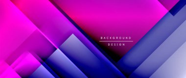 Kare şekiller bileşimi, akışkan geometrik soyut arkaplan. 3B gölge efektleri, modern tasarım şablonu