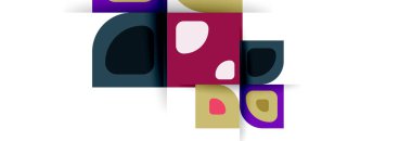 Soyut yuvarlak şekiller ve gölge efektleri tekrarlanan vektör modern geometrik arkaplan kümesi