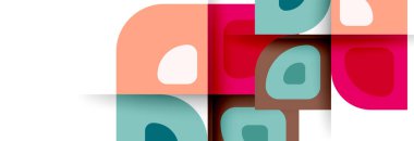 Soyut yuvarlak şekiller ve gölge efektleri tekrarlanan vektör modern geometrik arkaplan kümesi