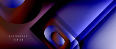 Çizgiler ve modern formlarla vektör geometrik arkaplan. Soyut yuvarlak şekiller, gölge ve ışık efektleri ile akışkan eğimli