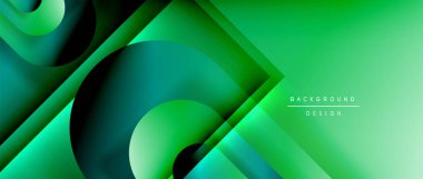 Çizgiler ve modern formlarla vektör geometrik arkaplan. Soyut yuvarlak şekiller, gölge ve ışık efektleri ile akışkan eğimli