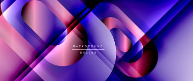 Çizgiler ve modern formlarla vektör geometrik arkaplan. Soyut yuvarlak şekiller, gölge ve ışık efektleri ile akışkan eğimli