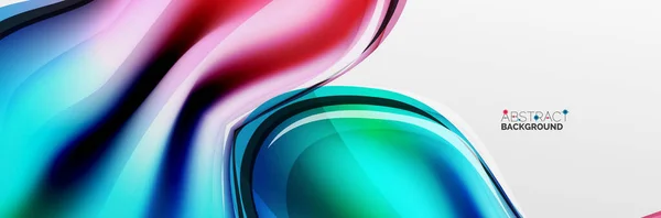 Latar belakang abstrak vektor, gelembung gaya cair mengalir dengan logam, tekstur krom quicksilver warna dan efek cahaya warna - Stok Vektor