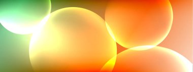 Vektör soyut arka plan sıvı baloncuk daireleri, gölgeler ve ışık efektleri ile sıvı gradyan. Metin için parlak tasarım şablonları