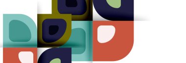 Soyut yuvarlak şekiller ve gölge efektleri tekrarlanan vektör modern geometrik arkaplan kümesi