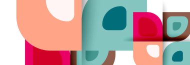 Soyut yuvarlak şekiller ve gölge efektleri tekrarlanan vektör modern geometrik arkaplan kümesi