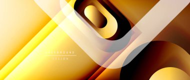 Çizgiler ve modern formlarla vektör geometrik arkaplan. Soyut yuvarlak şekiller, gölge ve ışık efektleri ile akışkan eğimli