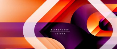 Çizgiler ve modern formlarla vektör geometrik arkaplan. Soyut yuvarlak şekiller, gölge ve ışık efektleri ile akışkan eğimli