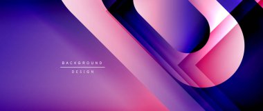 Çizgiler ve modern formlarla vektör geometrik arkaplan. Soyut yuvarlak şekiller, gölge ve ışık efektleri ile akışkan eğimli