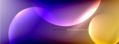 Vektör soyut arka plan sıvı baloncuk daireleri, gölgeler ve ışık efektleri ile sıvı gradyan. Metin için parlak tasarım şablonları