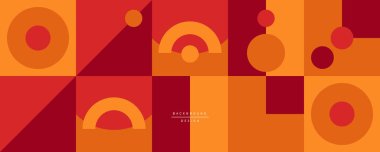 Neo memphis geometrik deseni daireler, kareler ve çizgilerle. Kapaklar, afişler, el ilanları ve posterler ve diğer şablonlar için pop sanatları soyut arka plan