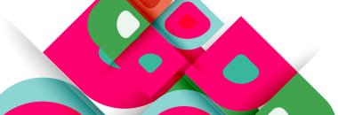 Soyut yuvarlak şekiller ve gölge efektleri tekrarlanan vektör modern geometrik arkaplan kümesi