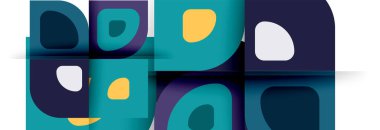 Soyut yuvarlak şekiller ve gölge efektleri tekrarlanan vektör modern geometrik arkaplan kümesi