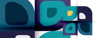 Soyut yuvarlak şekiller ve gölge efektleri tekrarlanan vektör modern geometrik arkaplan kümesi