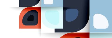 Soyut yuvarlak şekiller ve gölge efektleri tekrarlanan vektör modern geometrik arkaplan kümesi