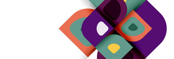 Set of vector modern geometric abstract backgrounds with repeating abstract round shapes patterns and shadow effects